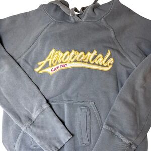 Aeropostale Gray Hoodie Sweatshirt Since 1987 Graphic Pullover Kids Size M